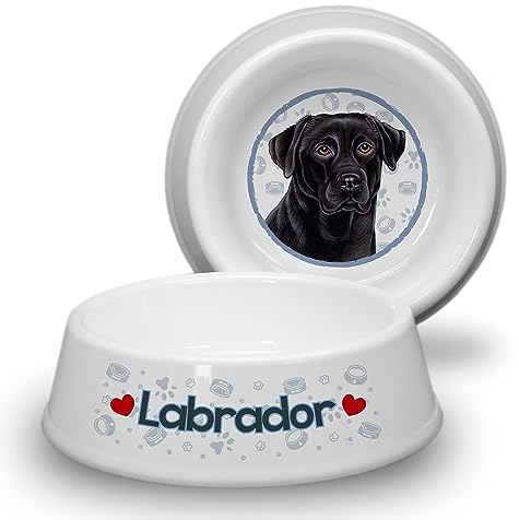 Labrador SCHWARZ - ABS Hundenapf Ø 21cm. Rutschfester Futternapf Trinknapf, Fressnapf, Wasserschale, Haustierschüssel. Praktisch, Robust, Langlebig.