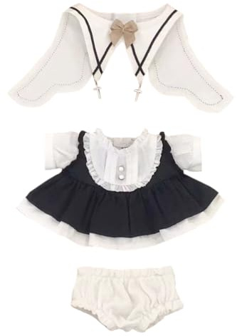 niannyyhouse 20 cm große Plüschpuppenkleidung, schwarzes Kleid, Schal, Unterhose, 20,3 cm Puppenzubehör