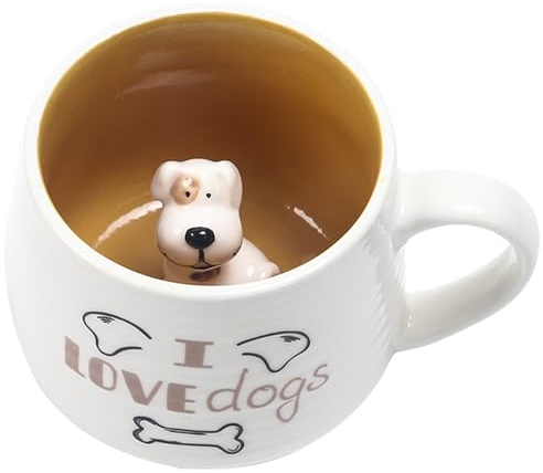 McBecdy Hund Tasse, Süß Hund Kaffeebecher mit 3D Tier, Keramik Handgefertigte Teetasse, Weihnachten Kaffee Becher Geschenk, Geburtstagsgeschenk für Frauen Mädchen Freunde Männe Kinder Jungen