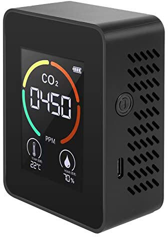 KJKVIVH Temperature & Humidity Meter, Air Quality Monitor, CO2 Detector, 3-In-1 Digital Air Pollution Carbon Dioxide Detector B