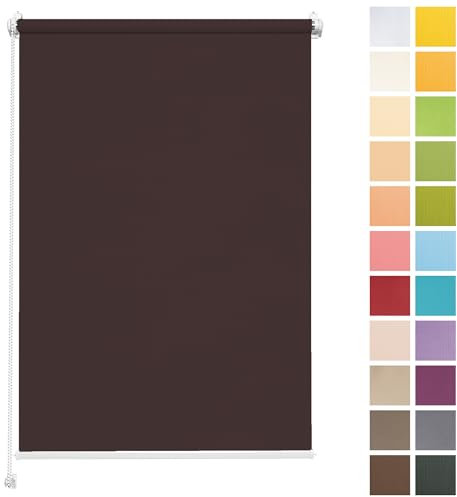 Rettika Sichtschutz Rollo ohne Bohren - Palisander, Breite: 90cm, Höhe 120 - Rollos für Fenster ohne Bohren, Fenster rollos für innen, Jalousien zum Klemmen, Klemmrollo