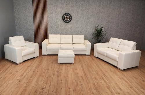 Quattro Meble Long-Life Ledermöbel Echtleder Sofagarnitur Mallorca Pik 3 er + 2 er + Sessel + Hocker 60x55 Lederset Echt Leder Couchgarnitur Sofa Couch Möbel Set Farbauswahl !!!