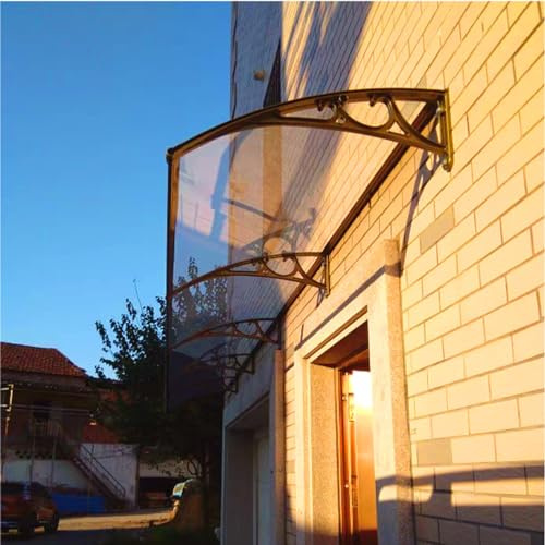 Toit Marquise Solaire Abri Banne Entrée Protection,Auvent de Porte Terrasse Patio Porche autonettoyant,Auvent Voûté avec Plaque Solide en Polycarbonate Transparent Support (80 x 90cm)