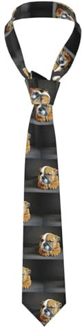 TIANHEY Kniende englische Bulldogge, Herren-Krawatten aus Polyester, schmale Krawatte für Hochzeit, Party, Bräutigam und Trauzeugen