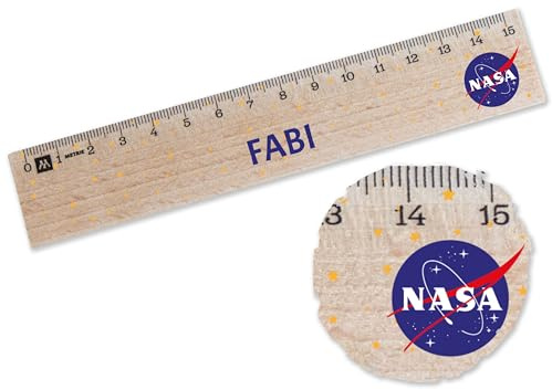 15cm - Weltall - Kinder Lineal 15 aus Holz mit NASA-Logo für Schule | Schulbedarf | Schulzubehör | Weltraum-Fans - 15 cm - Holz - holzlineal astronaut nasa 15 cm schulanfang personalisiertes
