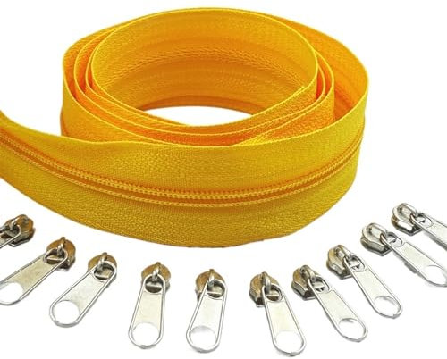 GCYEIDMA Endlos Reißverschluss Mit Zipper 10 Meter langer Nylon-Spulenreißverschluss for DIY-Näh- und Bekleidungszubehör(Golden)