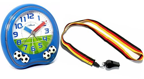 Atlanta Fußball Wecker + Trillerpfeife Kinder Jungen Blau -1719/5 EM