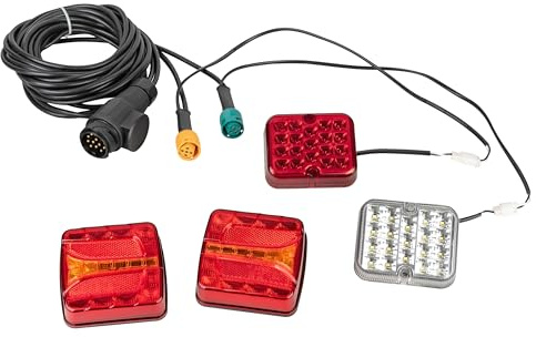 Kit de feux arrière LED incluant 5 mètres de câble 13 broches 12V avec marquage E Feu arrière Antibrouillard Feu de recul pour remorque Éclairage de remorque Feux arrière (Version 4)