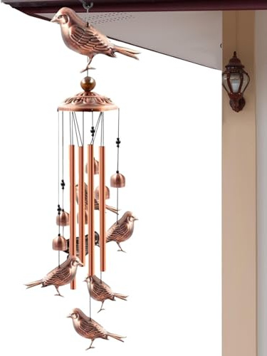 Vogelspiel für den Außenbereich, Vogelglocken mit S-Haken, Musik-Windfänger, Gartendekoration, Outdoor-Dekorationen für Zuhause, Zimmer, Hof, Terrasse