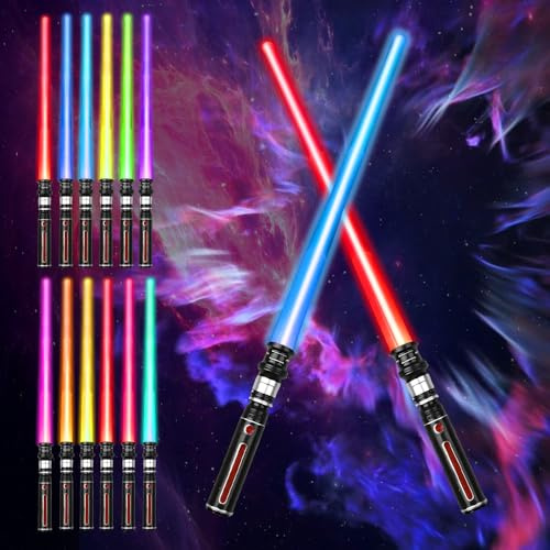 ADDLIVE 12 Colores Espada Laser, 2 Piezas Sable Laser para niños Adultos, 2 En 1 Telescópica y Plegable Espada Laser con Sonido, EspadaLaser Niños para Fiesta, Regalo, Cosplay