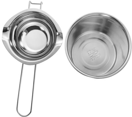 Alipis 2pcs Stainless Steel Chocolate Melting Pot Wax Pot Double Spout for Butter Cheese