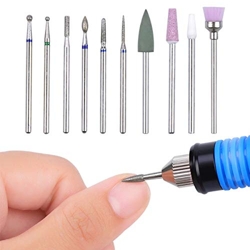 Rapidbok 10 Pcs Bits de Perceuse à Ongles, Forets à Ongles, Alliage de Tungstène Bits de Forets à Ongles, Ongles en Gel Accessoires de Conception D'Ongles pour Manucure Pédicure Enlever Nail Art