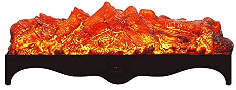MPOPO Fire Place Electric Fireplace Logs, Fireplace Insert Log Heater With Retro Black Four-corner Base, Realistic Charcoal Pile Ember Bed Farmhouse Fireplace