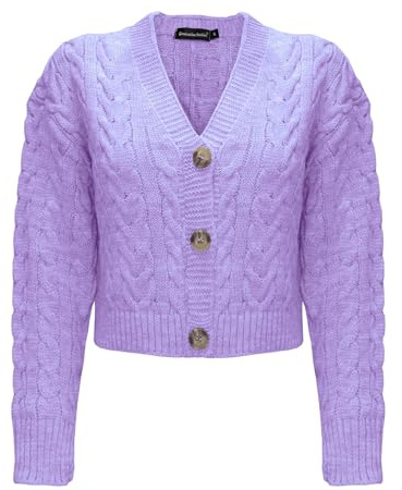 Generation Fashion New Ladies Women Knitted Long Sleeve Button Down Cable Knit Cardigans Crop Top Sweater Jumper