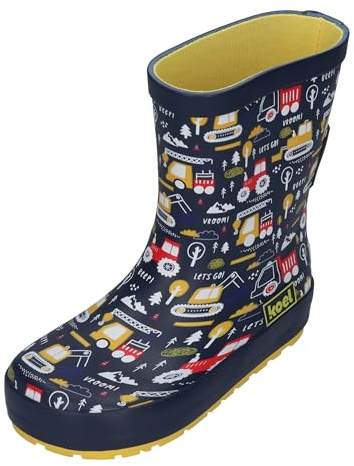 KOEL Barefoot Gummistiefel WELLIE TRACTOR V2 print blue, Größe:24 EU