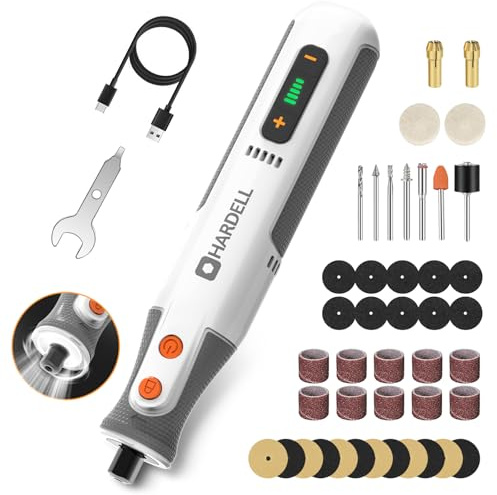 HARDELL 8V Cordless Rotary Tool Kit, 5 Variable Speed, 42 Accessories, 28000RPM, Power Tool for Sanding, Polishing, Engraving, Grinding, Drilling, DIY Crafts