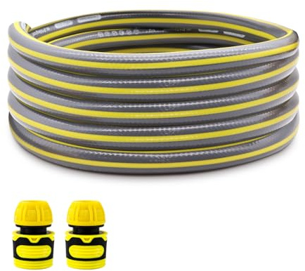 Garden Hose Pipe, 1/2” Garden Hose Connection Set (3m) | 2 Quick Hose Connectors, Water Hose Pipe Garden Hose Pipe Extension for Tap to Hose Trolley