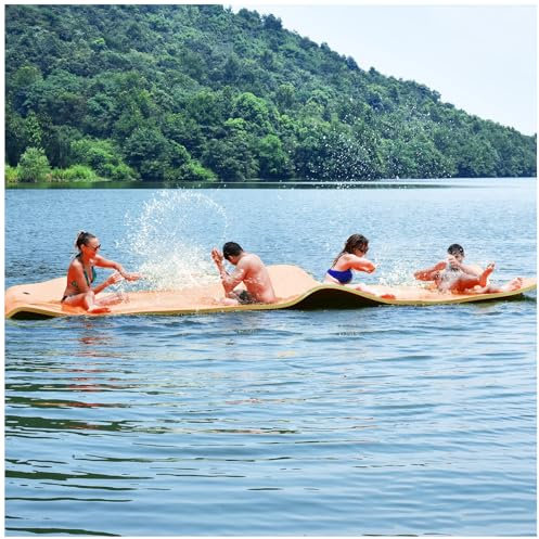 Schwimmende Wassermatte, Wasserschwimmmatte, Schwimmmatte, 3-Lagiges, Dickes XPE-Schaumstoff-Wasserschwimmpad, Entspannende Schwimmhilfen Für See,Orange,1.8mx0.9mx3.3cm