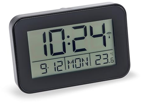 Atlanta Funkwecker Digital LCD Anzeige Alarm Snooze Licht Datum Temperatur - 1802/7 Schwarz
