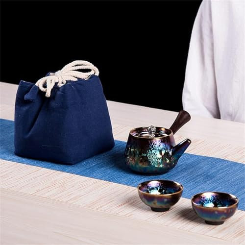DLAZUM Juego de té Universal de Tres Piezas, una Tetera, Dos Tazas, Taza de té, Juego de Vino de cerámica, Juego de té inglés de Vidrio