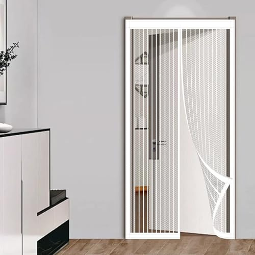 Magnetic Door Screen 212 x 222 cm Keep Bugs Out & Lets Fresh Air in Magnetic Fly Screens for Doors No Without Drilling Suitable for Patio Doors Balcony Bedroom, White