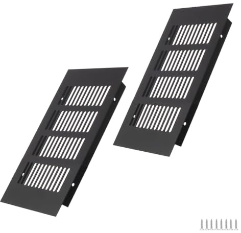 WJUAN Rejilla de ventilación de aluminio, 200X100MM, Negro, rectangular, para armarios, dormitorios y puertas