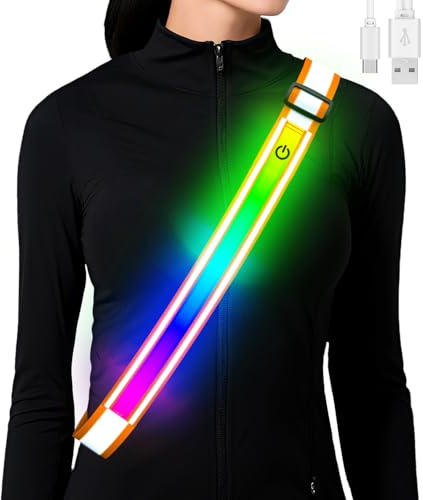 Fokia Kunbio Lauflicht Joggen mit Reflektoren Gürtel, LED Leuchtband USB Aufladbar Verstellbar Nacht Sicherheitslicht Laufgürtel für Jogger Laufen Fahrrad Hundewandern Outdoor Sports für Männer