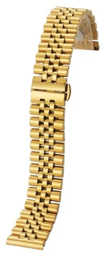 Klockarmband i rostfritt stål Fällbart spänne i rostfritt stål Herr Dam Snabbkopplingsarmband(Gold,22mm)