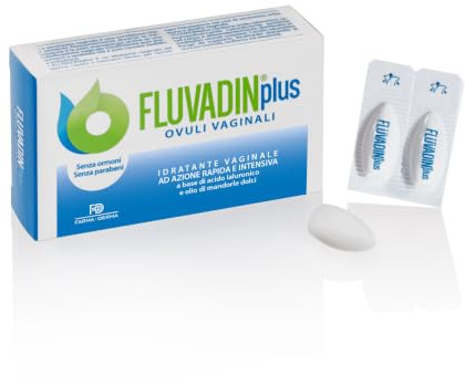 FARMA-DERMA Fluvadin Plus Ovuli Vaginali 10 x 2 g con Acido Ialuronico Sale Sodico 10mg | Riparazione della Mucosa Vaginale | Secchezza Vaginale | Azione Idratante e Emolliente