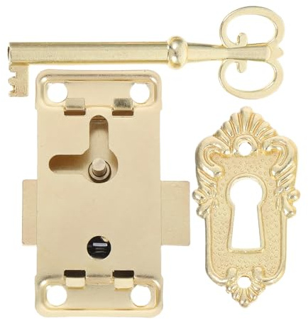 POPETPOP Serrure de Meuble Rétro en Alliage 53x26 Mm Doré avec Vis Verrou Vintage pour Tiroir Boîte à Bijoux Placard Serrure à Clé Ancienne pour Coffret Bois de Placard
