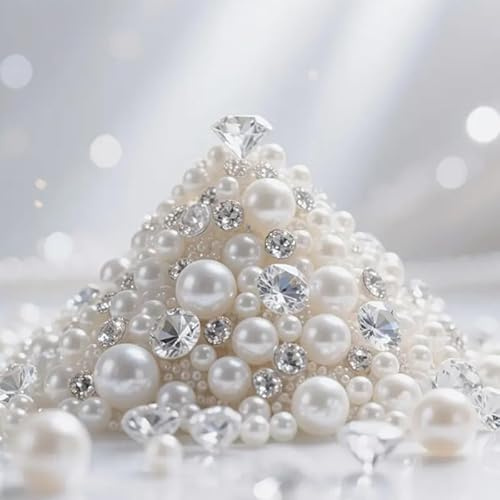 1610 Piezas Perla Decorativas para Rellenos de Jarrones, Diamantes Acrílicos Transparentes Perlas para Manualidades Bodas Fiesta de Cumpleaños Decoració Del Hogar Porta Brochas Maquillaje (Blanco)