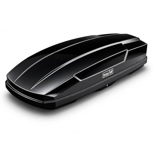 Travall Titan 450L Hard Shell Roof Box Dual Side Opening PC-Reinforced ABS Fast Mount Fits All Crossbars 75kg Load Gloss Black