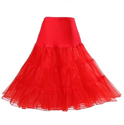 Boolavard® 50er Jahre Petticoat Vintage Retro Reifrock für Wedding Bridal Rockabilly Kleid in Mehreren Farben (XS-M, Rot)