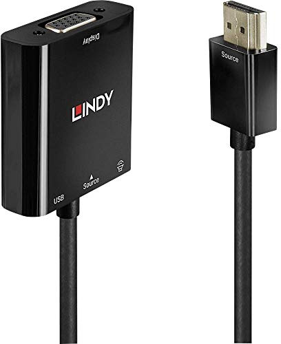 LINDY - Conversor HDMI a VGA (0,1 m), color negro (0.1 metros)