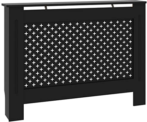 vidaXL Cache-radiateur, Couvercle de Radiateur, Housse de Radiateur Salon Chambre Salle de Séjour Maison Intérieur, Noir 112x19x81,5 cm MDF