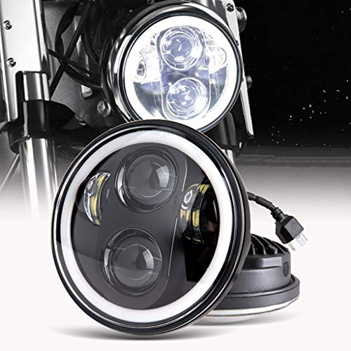 5.75 pollici LED moto faro anteriore Angel Eye bianco per Harley Davidson impermeabile Jeep