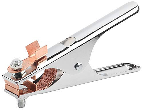 Pince de Masse Soudure, 300A Laiton Support D'électrode de Soudage Pince de Câble de Terre Pince à Mâchoire Pince Robuste pour Machine à Souder avec vis Fixables (Argent)