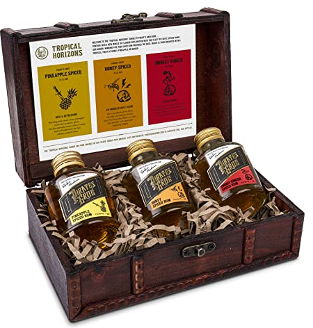 Pirate's Grog Spiced Rum Gift Set Miniatures - 3 x 50 ml Bottles | Pineapple, Honey & Smokey Ginger | World Rum Award Winner | Five Year Barrel Aged | 37.5% ABV & Suitable for Cocktails