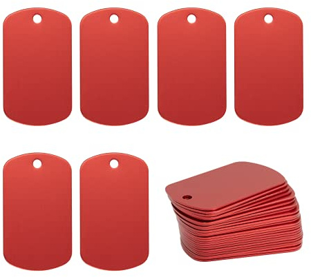 Aluminiumgravur Rohlinge Rechteck Blank Tags Stanzen 25 Pack (Rot)