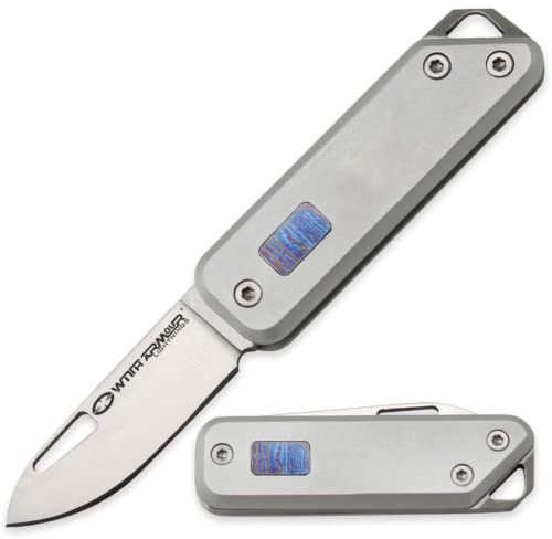 Mr. Blade Egret Zweihandmesser mit Timaskus Inlay — WithArmour — Exklusives Aluminium EDC City Messer aus Sandvik Stahl