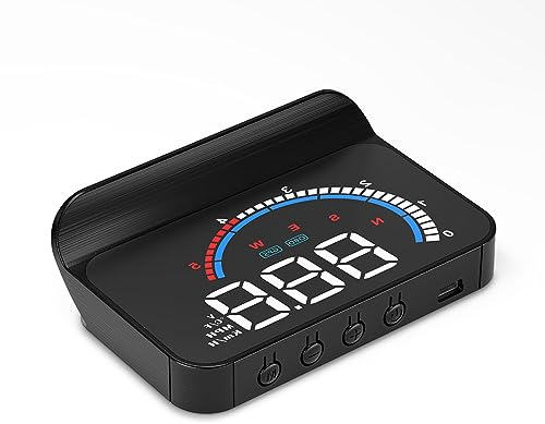 AMROOLOO Auto HUD Head up Display, OBD2 & GPS Dual Modes HUD, Tachometer, KM/H und MPH, Kompatibel mit Allen Autos …