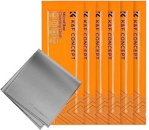 K&F CONCEPT 6 Stück Mikrofaser Reinigungstuch (15 * 15cm) Einzel Vakuumverpackung, Reinigungstücher Set für Kamera, Objektiv, Filter, Brille, Display, Smartphones, Tablet