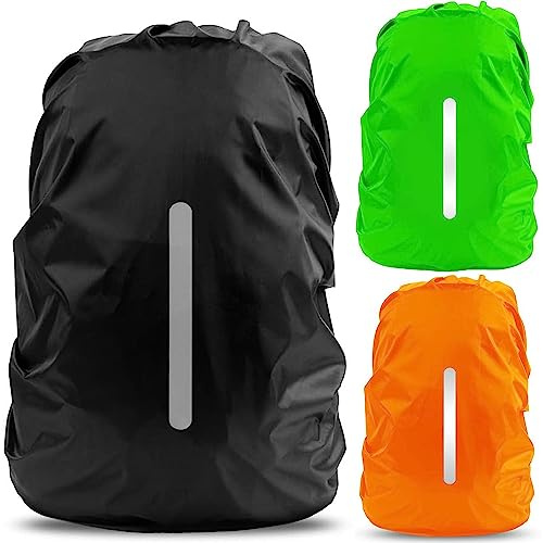 3 piezas Protector Lluvia Mochila, Funda Lluvia para Mochilas, Funda Impermeable Mochila, Protector de Lluvia para Mochila, con Tiras Reflectantes, para Senderismo, Principiantes, Ciclismo, 16-50L