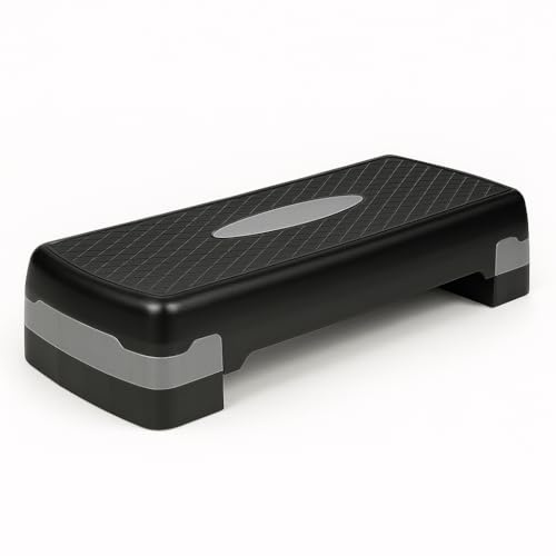 Plataforma Step aeróbic fitness en casa regulable en 2 alturas de 68 x 28 x 10/15 cm, base antideslizante, ideal piernas y glúteos, ejercicio cardio, peso máx. 150 kg, equipo de gimnasio