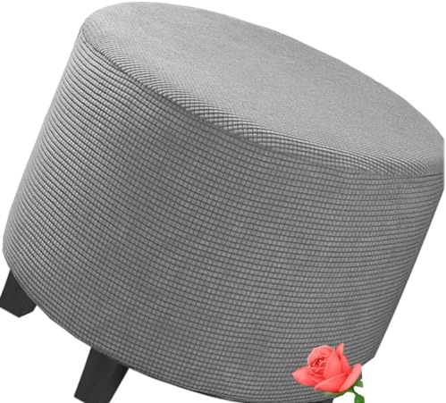 MeRcri Hockerbezug Rund 40 50 60 80 90 100 cm Ottoman Cover Hocker Schonbezug Hussen für Fußhocker Stretch Ottomane Abdeckung Hocker Protector Hockerabdeckung(006,50 cm)