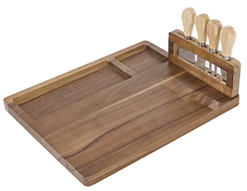 TRoki Wooden Cheese Board and Knife Set for Elegant Charcuterie Presentation