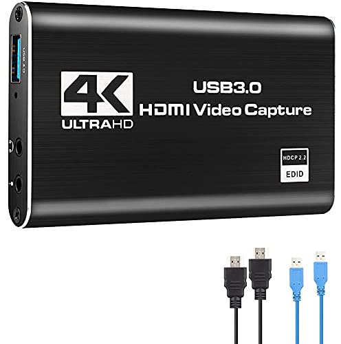 Osmond Carte de capture audio vidéo, adaptateur de capture 4K USB 3.0 convertisseur vidéo pour jeux en streaming, diffusion en direct, enregistrement vidéo