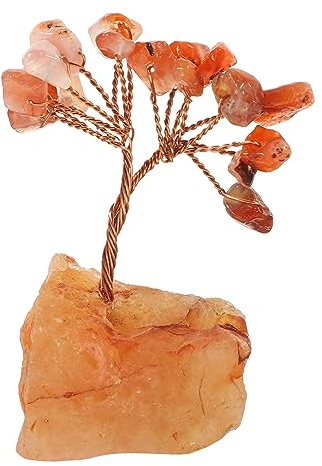FUNOMOCYA Kristall Glücksbaum für Schreibtisch, Rot, Dekorative Figur