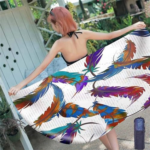 okoikfc 3D Strandtuch 150x200 cm Feder Badetuch Groß Feder Microfaser Handtücher Weich Schnell Trocknen Strandhandtuch Herren Frauen Badetücher, Strandtücher Strandlaken Handtuch A1896