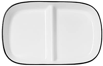 DouYuan 2-geteilter Keramikteller zur Portionskontrolle für Zuhause, Restaurant und Hotel